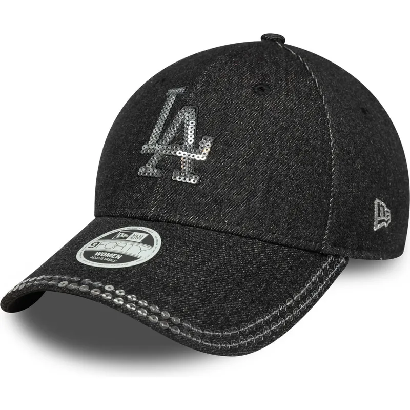 epci-curbata-negru-reglabila-9forty-sequin-denim-de-los-angeles-dodgers-mlb-de-new-era