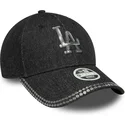 casquette-courbee-noire-ajustable-pour-femme-9forty-sequin-denim-los-angeles-dodgers-mlb-new-era