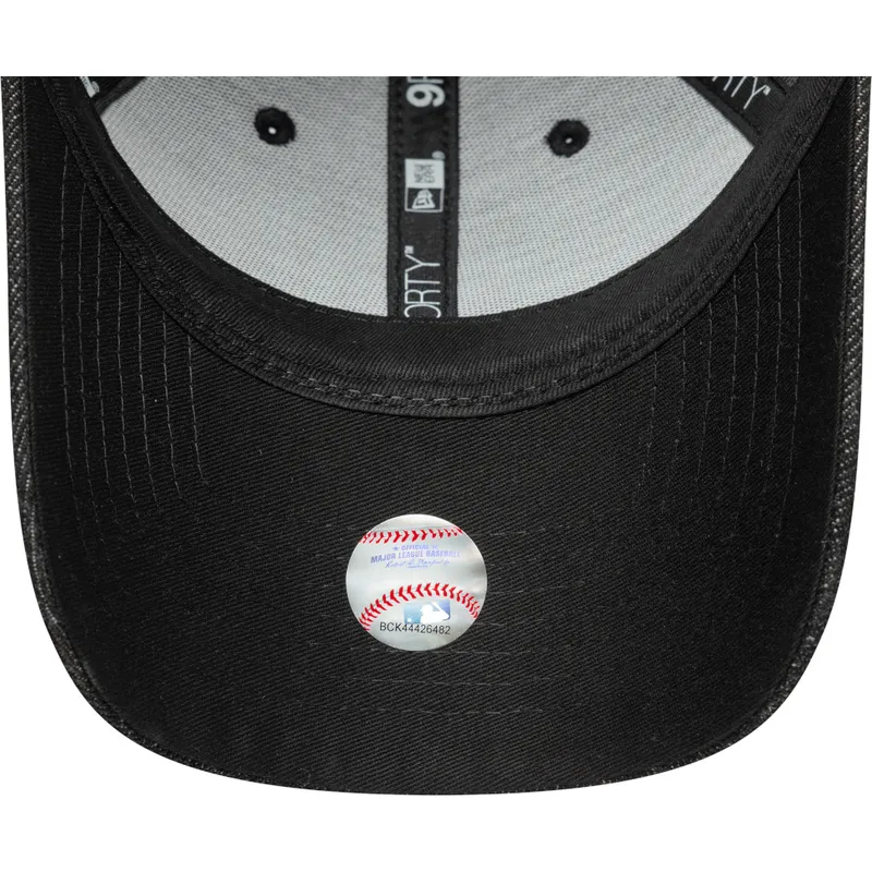 cappellino-curvo-nero-regolabile-da-donna-9forty-sequin-denim-dei-los-angeles-dodgers-mlb-di-new-era