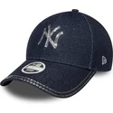 new-era-new-york-yankees-mlb-9forty-sequin-denim-justerbar-marinbla-bojd-keps-for-dam