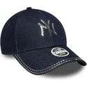 casquette-courbee-bleue-marine-ajustable-pour-femme-9forty-sequin-denim-new-york-yankees-mlb-new-era