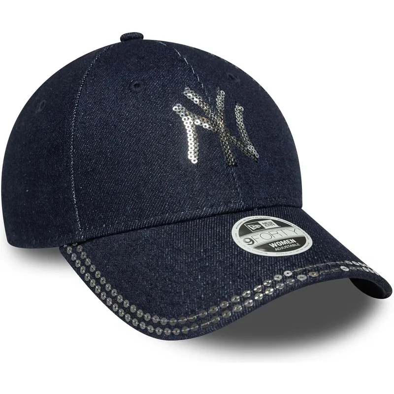 cappellino-con-visiera-curva-blu-marino-regolabile-da-donna-9forty-sequin-denim-dei-new-york-yankees-mlb-di-new-era