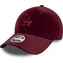casquette-courbee-grenat-ajustable-pour-femme-9forty-velour-los-angeles-dodgers-mlb-new-era
