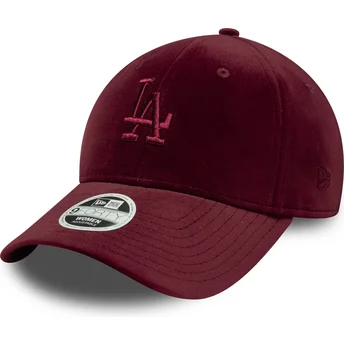 Casquette courbée grenat ajustable pour femme 9FORTY Velour Los Angeles Dodgers MLB New Era