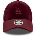 casquette-courbee-grenat-ajustable-pour-femme-9forty-velour-los-angeles-dodgers-mlb-new-era