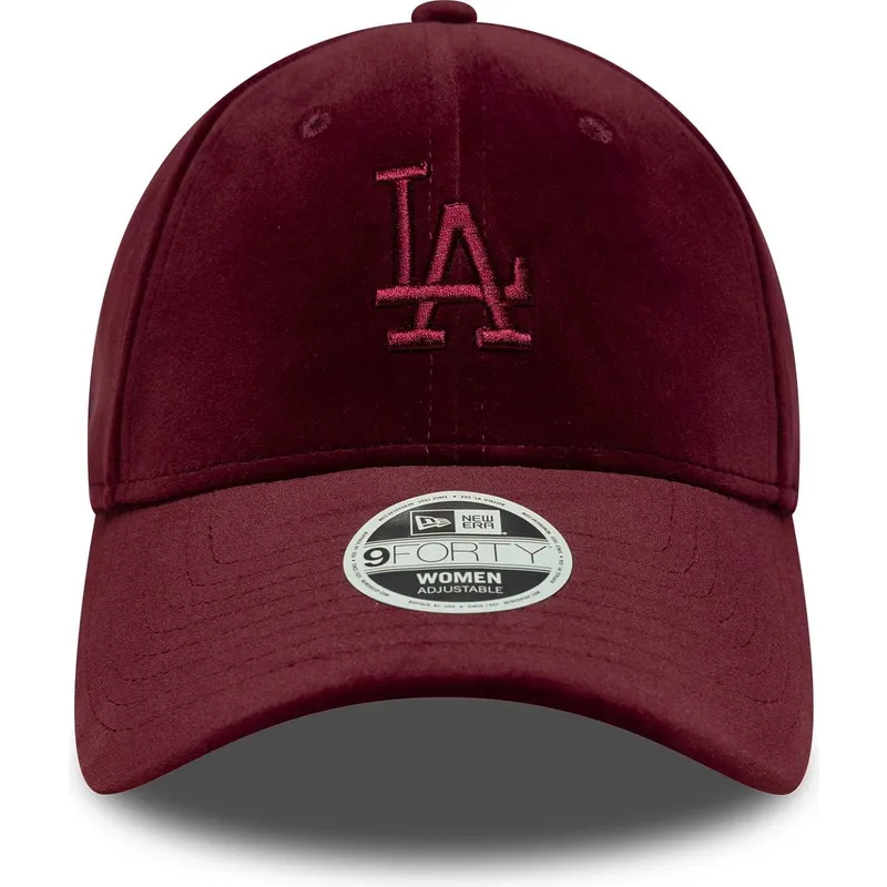cappellino-curvo-granata-regolabile-da-donna-9forty-velour-dei-los-angeles-dodgers-mlb-di-new-era