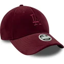 casquette-courbee-grenat-ajustable-pour-femme-9forty-velour-los-angeles-dodgers-mlb-new-era