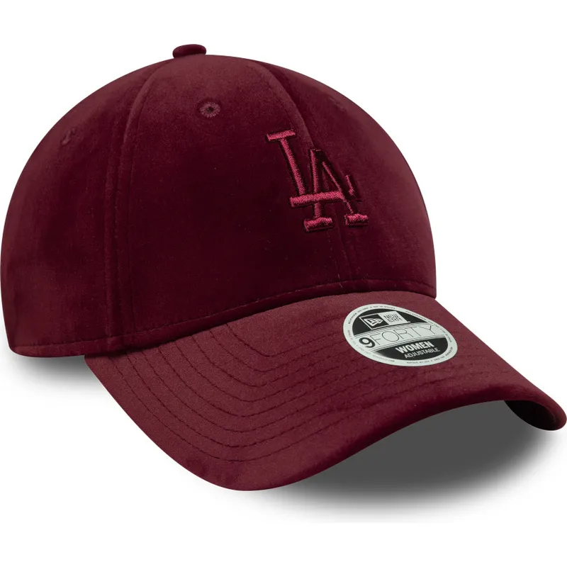 czapka-z-daszkiem-bordowa-regulowana-dla-kobiet-9forty-velour-los-angeles-dodgers-mlb-od-new-era