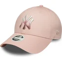 cappellino-curvo-rosa-regolabile-da-donna-9forty-logo-metallico-dei-new-york-yankees-mlb-di-new-era