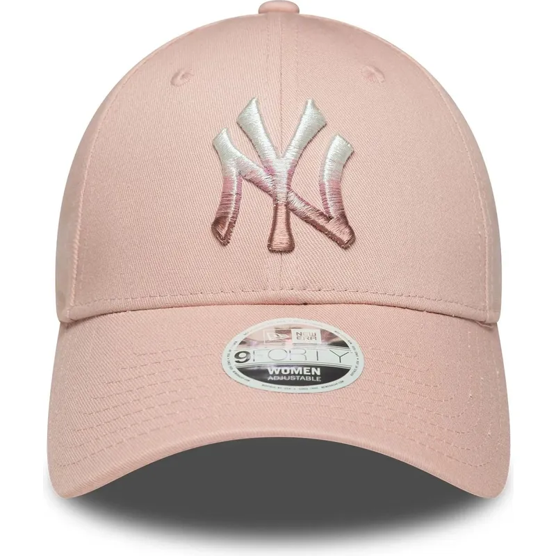 cappellino-curvo-rosa-regolabile-da-donna-9forty-logo-metallico-dei-new-york-yankees-mlb-di-new-era