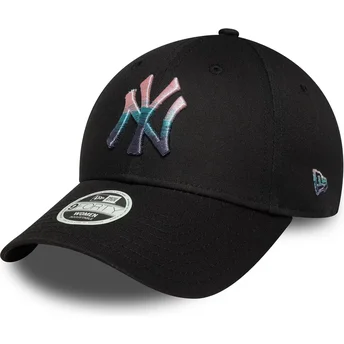 Czarna regulowana czapka z zakrzywionym daszkiem dla kobiet 9FORTY Metallic Logo New York Yankees MLB New Era