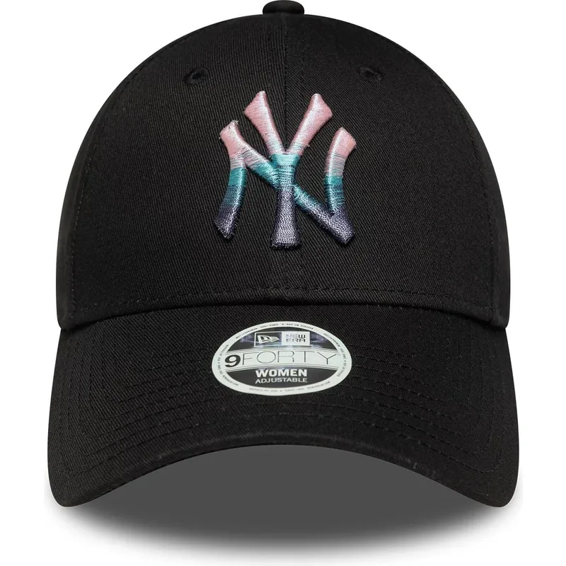 cappellino-nero-regolabile-da-donna-9forty-logo-metallico-dei-new-york-yankees-mlb-di-new-era