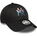 cappellino-curvo-nero-regolabile-da-donna-9forty-metallic-logo-dei-new-york-yankees-mlb-di-new-era