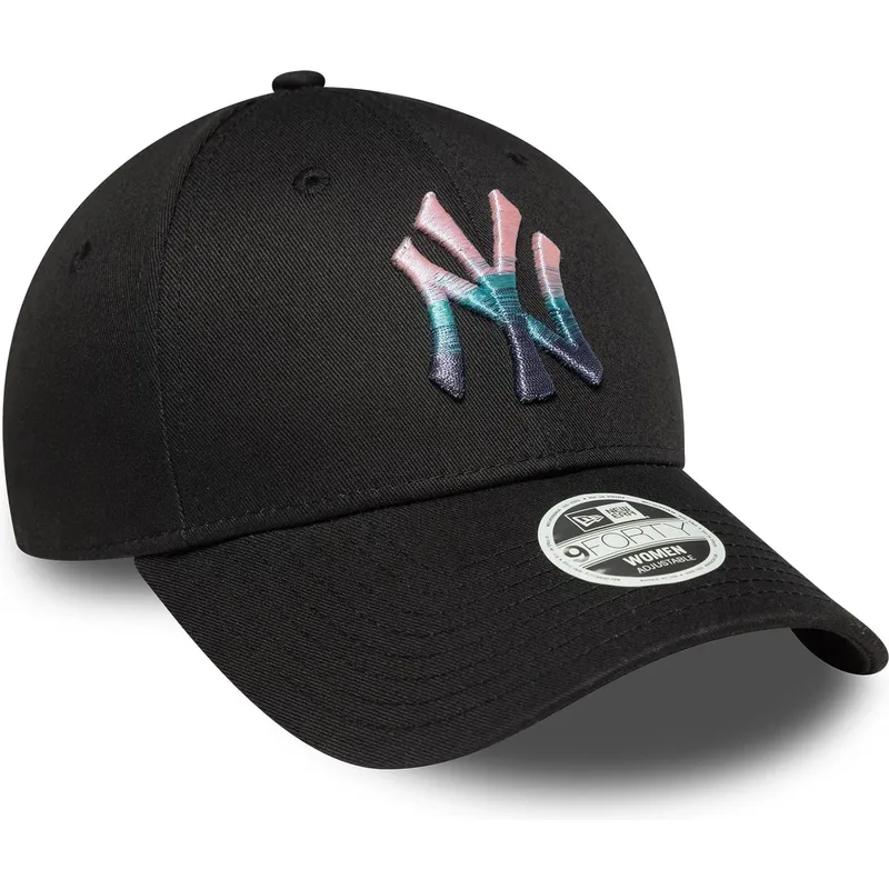 cappellino-curvo-nero-regolabile-da-donna-9forty-metallic-logo-dei-new-york-yankees-mlb-di-new-era