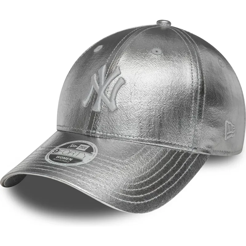 new-era-new-york-yankees-mlb-9forty-metallic-verstellbare-silberne-damenkappe