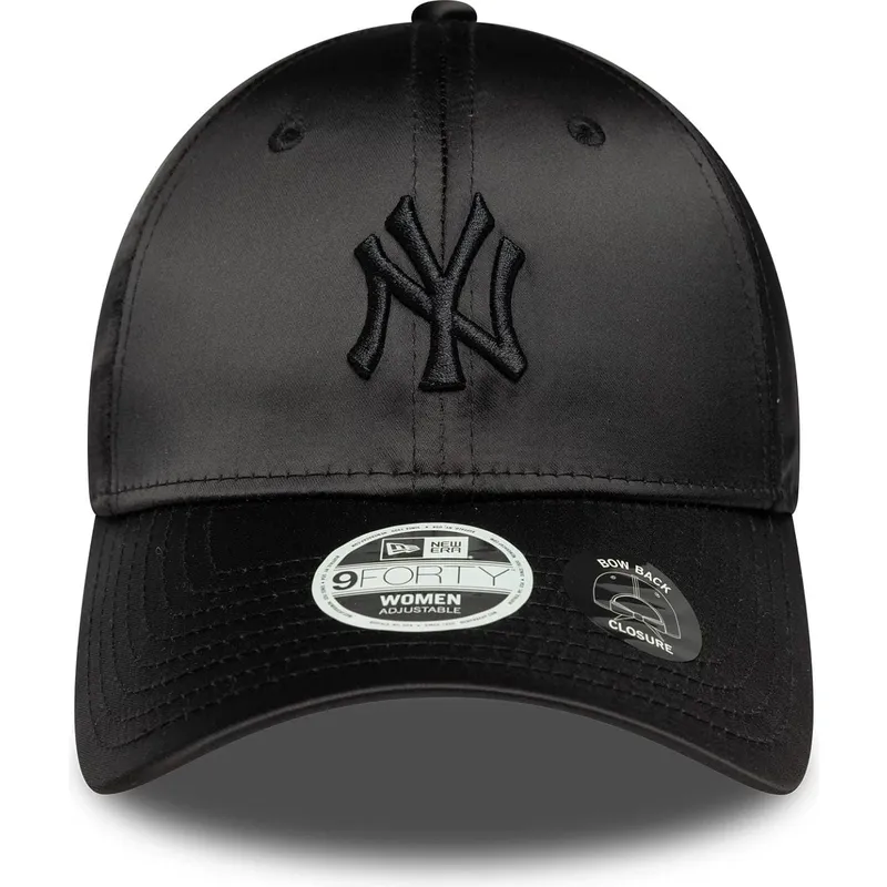 new-era-mlb-new-york-yankees-9forty-satin-bow-back-damen-verstellbare-schwarze-kappe-mit-schwarzem-logo