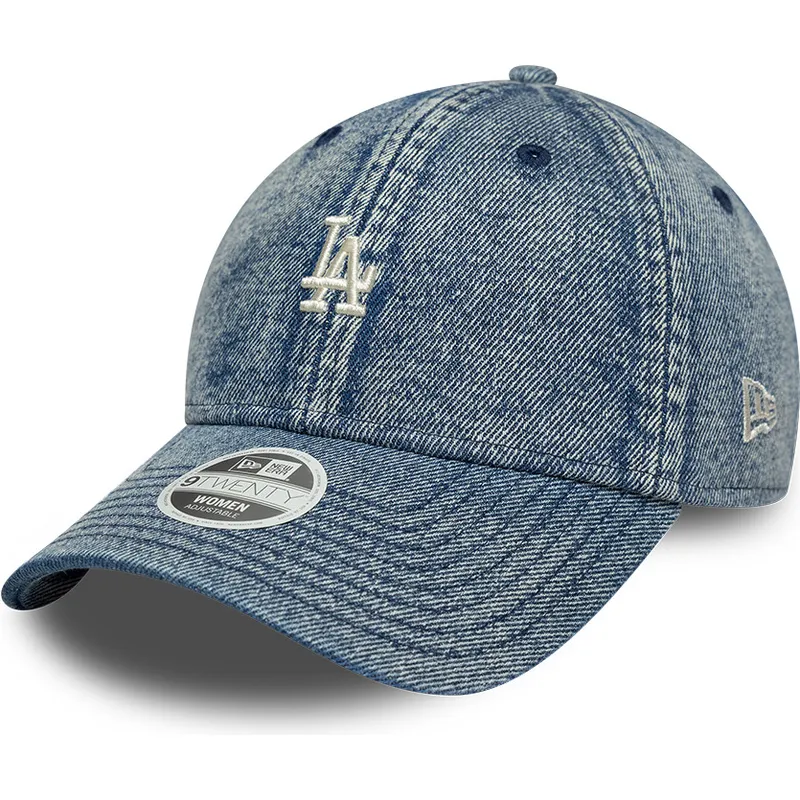 cappellino-curvo-blu-regolabile-da-donna-9twenty-denim-dei-los-angeles-dodgers-mlb-di-new-era