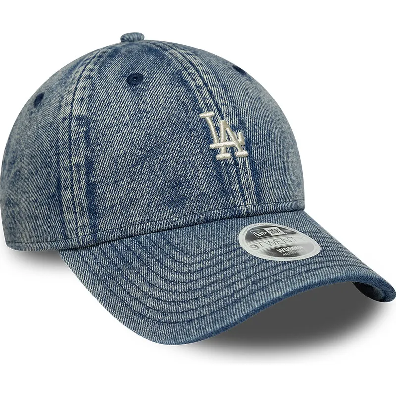cappellino-curvo-blu-regolabile-da-donna-9twenty-denim-dei-los-angeles-dodgers-mlb-di-new-era