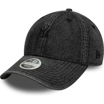 Cappellino curvo nero regolabile per donna 9TWENTY Denim dei New York Yankees MLB di New Era