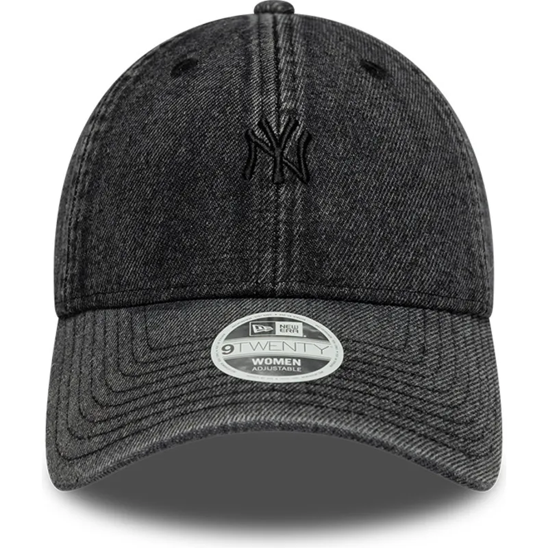 cappellino-curvo-nero-regolabile-da-donna-9twenty-denim-dei-new-york-yankees-mlb-di-new-era