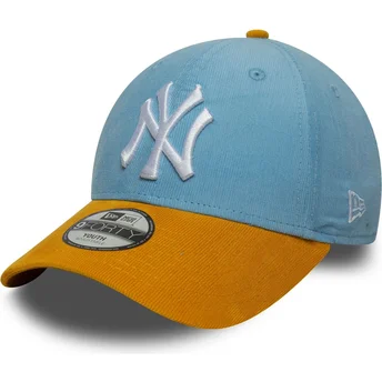 Casquette courbée bleue et marron ajustable pour enfant 9FORTY Cord New York Yankees MLB New Era
