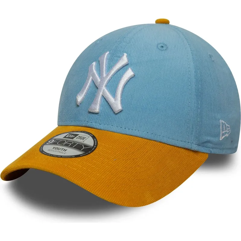 cappellino-curvo-blu-e-marrone-regolabile-per-bambino-9forty-cord-di-new-york-yankees-mlb-di-new-era