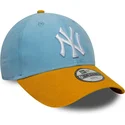 gebogene-blaue-und-braune-verstellbare-kappe-fur-kinder-9forty-cord-von-new-york-yankees-mlb-von-new-era