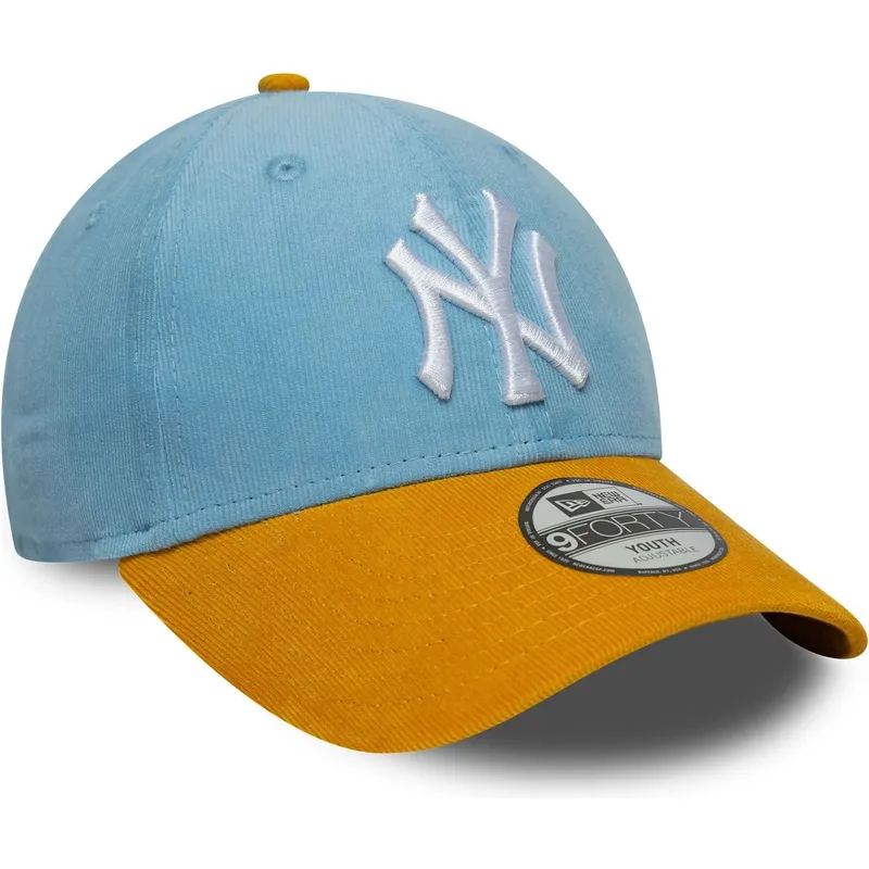 cappello-curvo-blu-e-marrone-regolabile-per-bambino-9forty-cord-dei-new-york-yankees-mlb-di-new-era