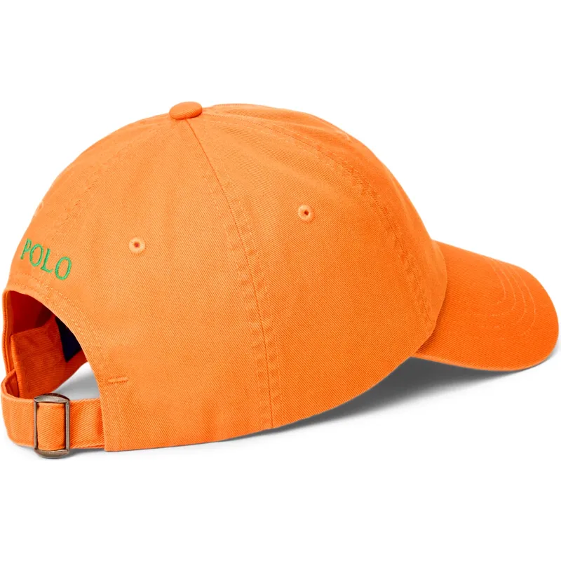 cappellino-arancione-regolabile-con-logo-verde-cotton-chino-classic-sport-di-polo-ralph-lauren