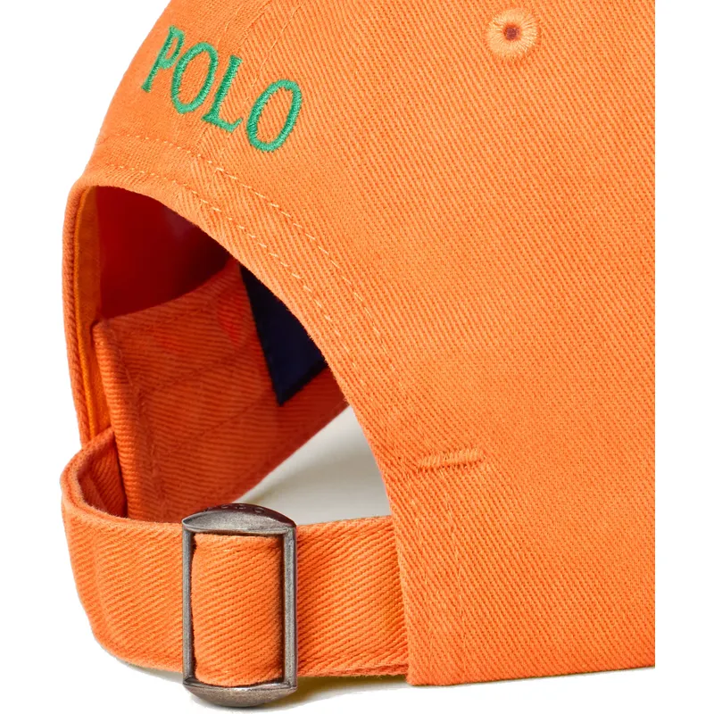 cappellino-curvo-arancione-regolabile-con-logo-verde-cotton-chino-classic-sport-di-polo-ralph-lauren