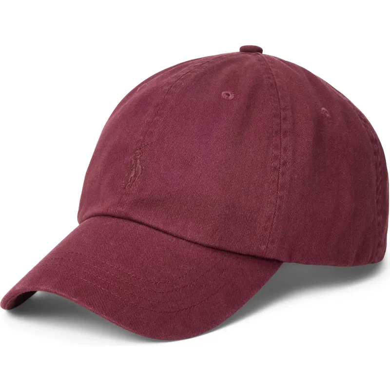 cappellino-curvo-granata-regolabile-con-logo-granata-in-cotone-chino-classic-sport-di-polo-ralph-lauren