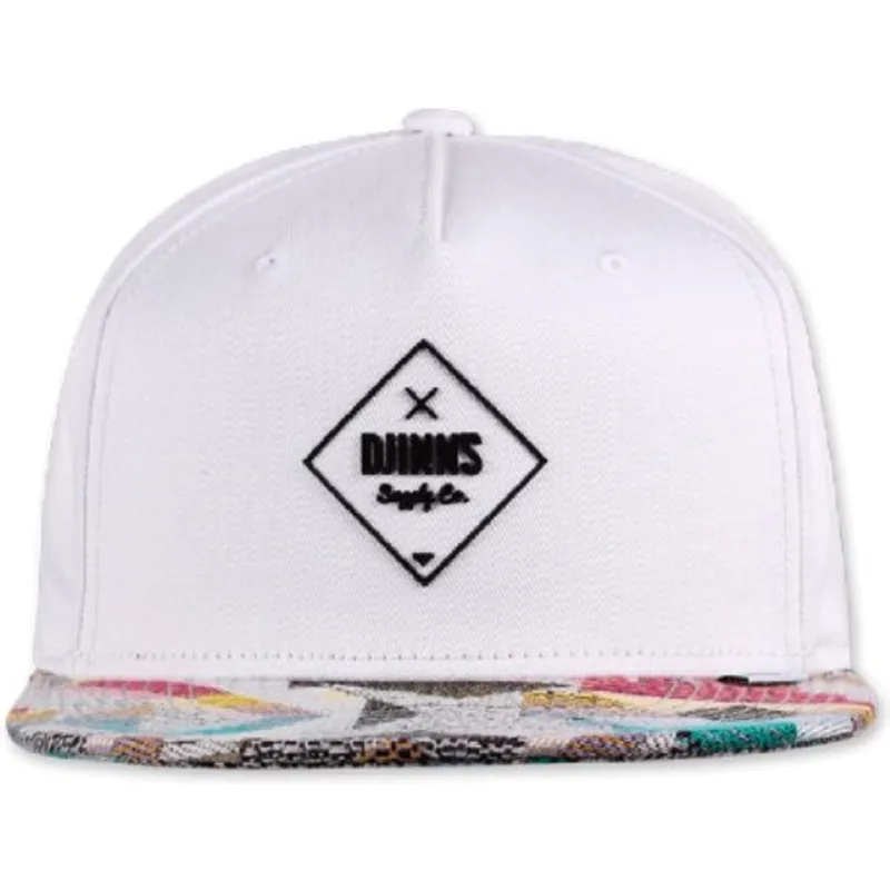 cappello-piatto-bianco-e-multicolore-snapback-rubber-aztek-di-djinns