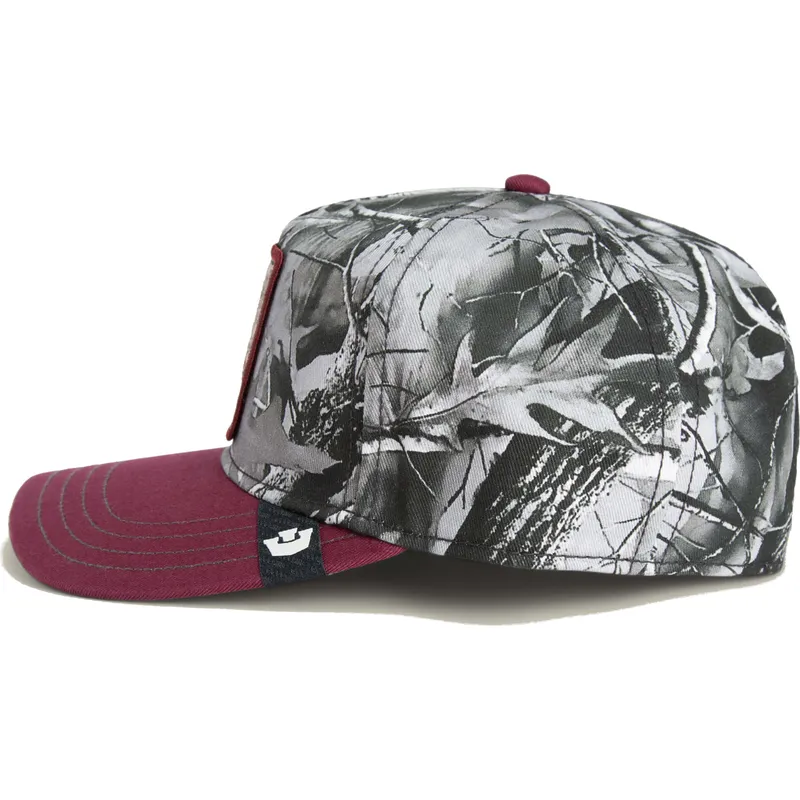 rote-snapback-kappe-mit-gebogenem-schirm-rhinozeros-tuff-camo-desaturated-camo-the-farm-von-goorin-bros
