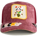 gorra-trucker-roja-gato-lucky-maneki-neko-happy-thoughts-the-farm-de-goorin-bros