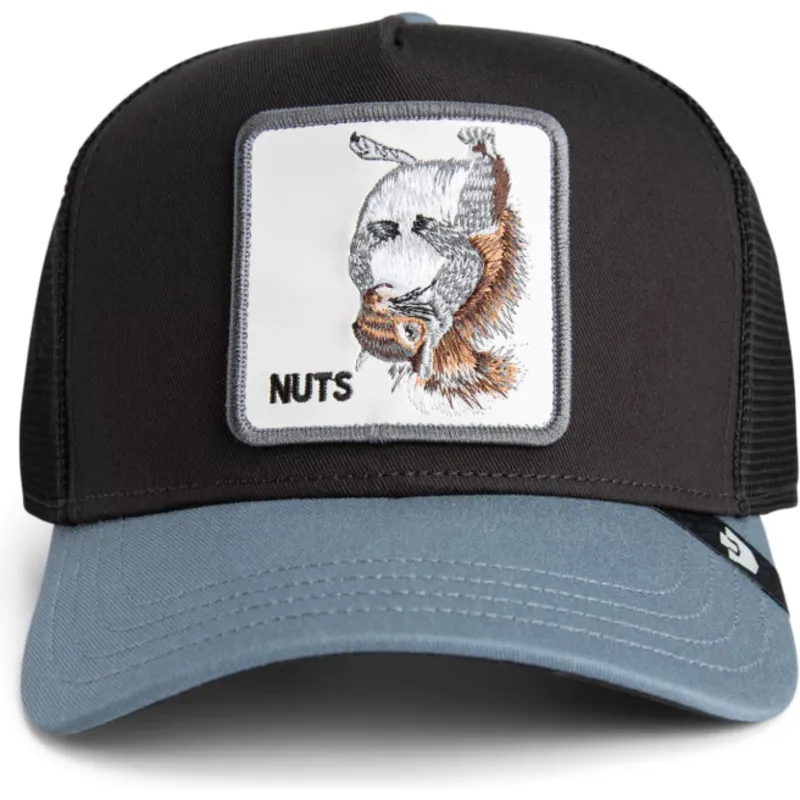 cappellino-trucker-nero-e-grigio-scoiattolo-nuts-lerriuqs-flip-side-2-the-farm-di-goorin-bros