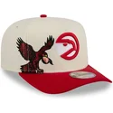 cappellino-curva-beige-e-rosso-snapback-9fifty-a-frame-precurved-hardwood-classics-degli-atlanta-hawks-nba-di-new-era