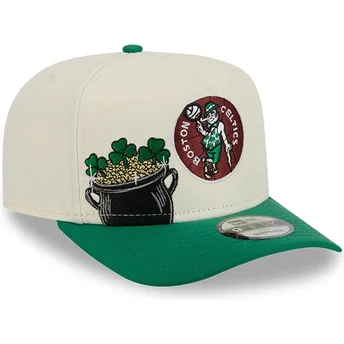 Cappellino curvo beige e verde snapback 9FIFTY A Frame Precurved Hardwood Classics dei Boston Celtics NBA di New Era