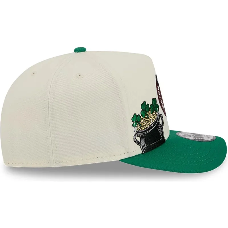 cappellino-snapback-beige-e-verde-9fifty-a-frame-precurved-hardwood-classics-dei-boston-celtics-nba-di-new-era