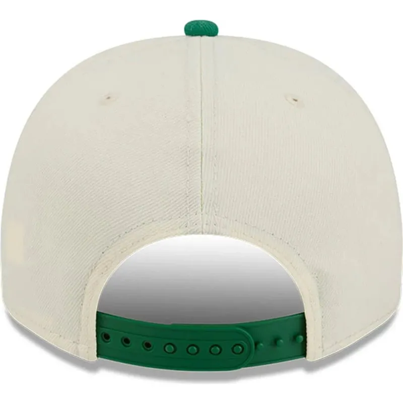 beige-grune-snapback-kappe-9fifty-a-frame-precurved-hardwood-classics-der-boston-celtics-nba-von-new-era
