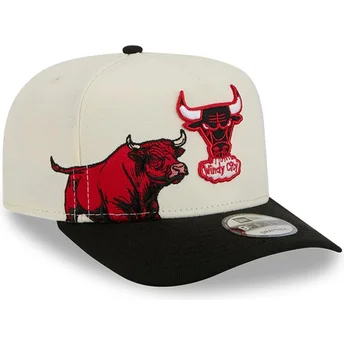 Beige und schwarze Snapback 9FIFTY A Frame Precurved Hardwood Classics Kappe der Chicago Bulls NBA von New Era