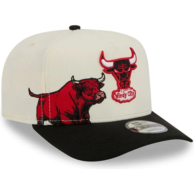 bezowo-czarna-czapka-z-zakrzywionym-daszkiem-snapback-9fifty-a-frame-precurved-hardwood-classics-chicago-bulls-nba-od-new-era