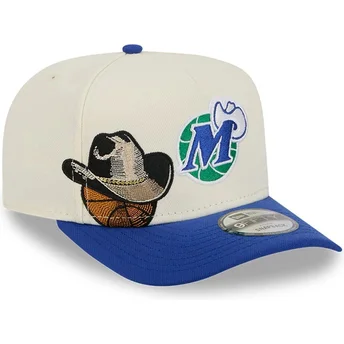 Καπέλο καμπύλο μπεζ και μπλε snapback 9FIFTY A Frame Precurved Hardwood Classics των Dallas Mavericks NBA της New Era