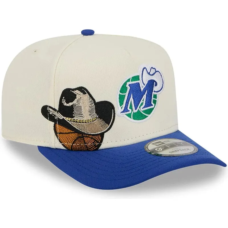 beige-blaue-snapback-kappe-9fifty-a-frame-precurved-hardwood-classics-der-dallas-mavericks-nba-von-new-era