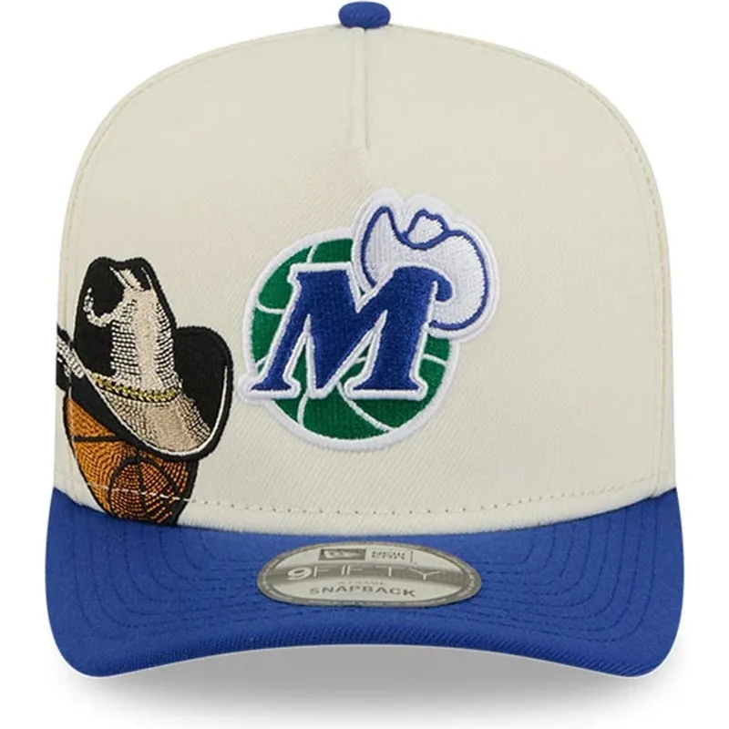 cappellino-beige-e-blu-snapback-9fifty-a-frame-precurved-hardwood-classics-dei-dallas-mavericks-nba-di-new-era