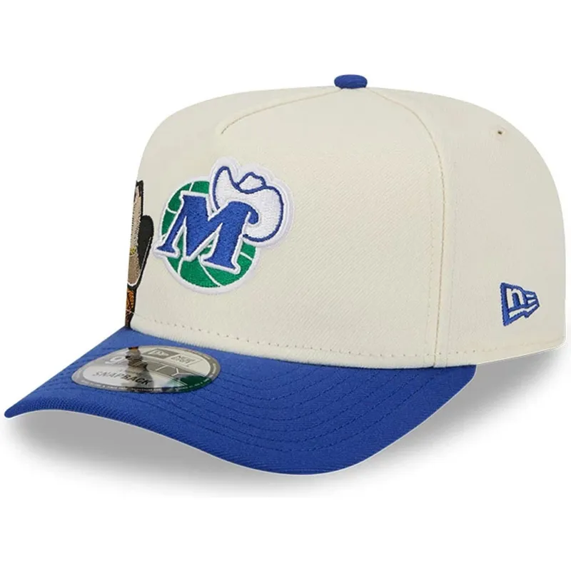 beige-blaue-snapback-kappe-9fifty-a-frame-precurved-hardwood-classics-der-dallas-mavericks-nba-von-new-era