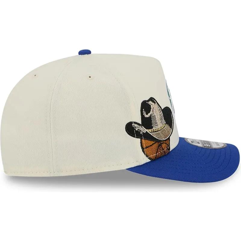cappellino-beige-e-blu-snapback-9fifty-a-frame-precurved-hardwood-classics-dei-dallas-mavericks-nba-di-new-era