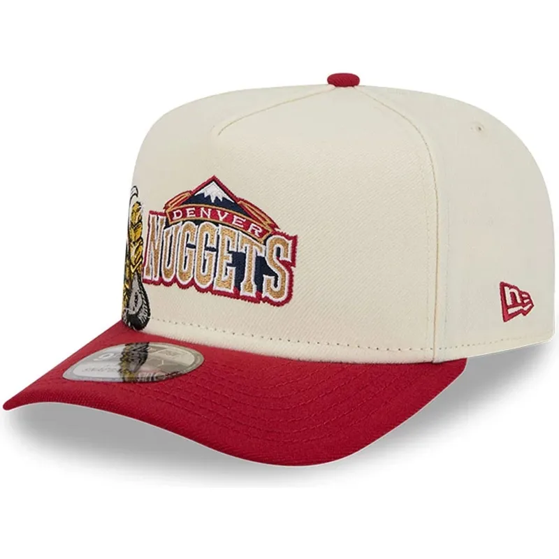 cappellino-snapback-beige-e-rosso-9fifty-a-frame-precurved-hardwood-classics-dei-denver-nuggets-nba-di-new-era