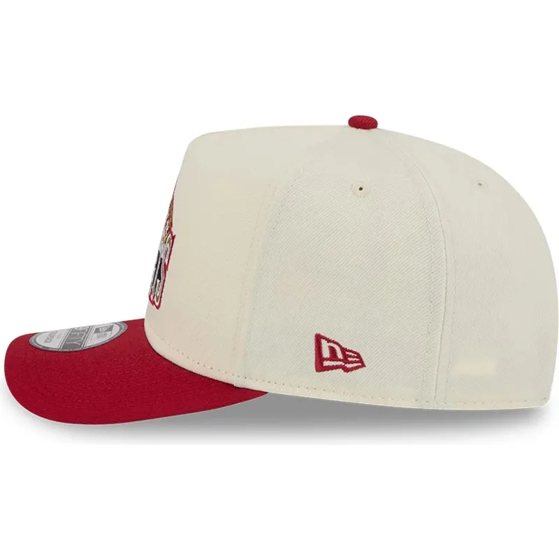 cappellino-snapback-beige-e-rosso-9fifty-a-frame-precurved-hardwood-classics-dei-denver-nuggets-nba-di-new-era