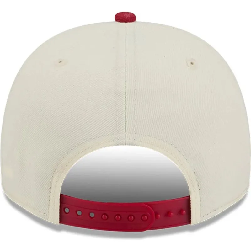 cappellino-snapback-beige-e-rosso-9fifty-a-frame-precurved-hardwood-classics-dei-denver-nuggets-nba-di-new-era