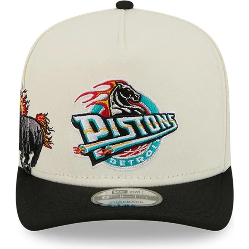beige-und-schwarze-snapback-kappe-9fifty-a-frame-precurved-hardwood-classics-der-detroit-pistons-nba-von-new-era